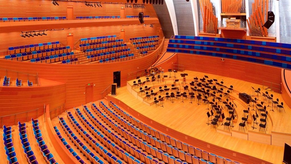 Kauffman Center for the Performing Arts showing theater scenes and interior views