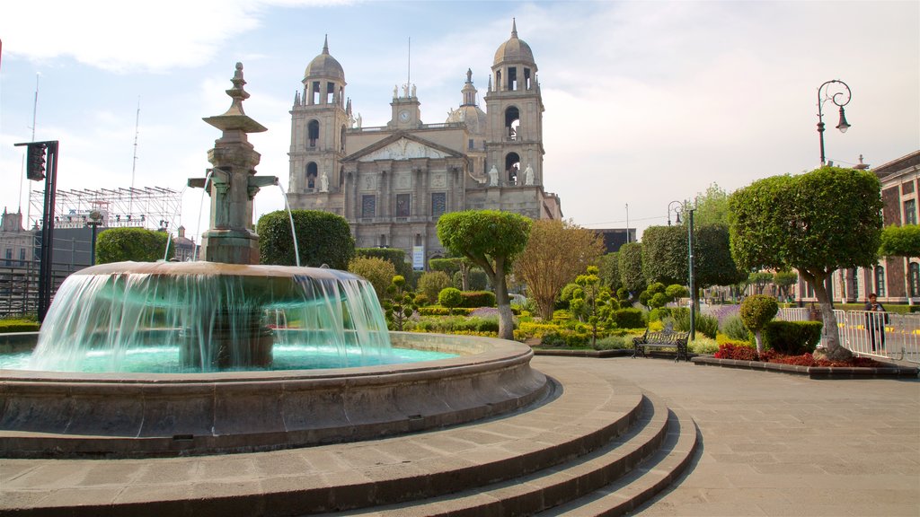 Toluca showing a fountain, a park and heritage architecture