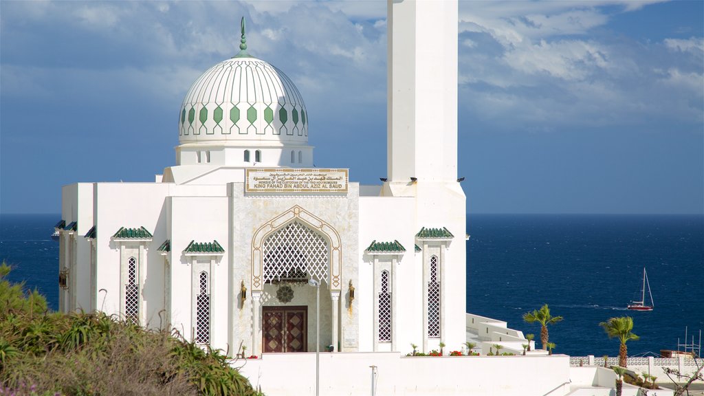 Ibrahim-Al-Ibrahim Mosque which includes heritage architecture and general coastal views