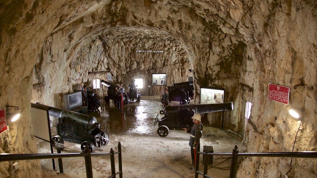 Military Heritage Centre and Great Siege Tunnels featuring caving and military items