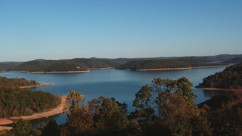 Beaver Lake que incluye imágenes de bosques, vista general a la costa y un lago o espejo de agua