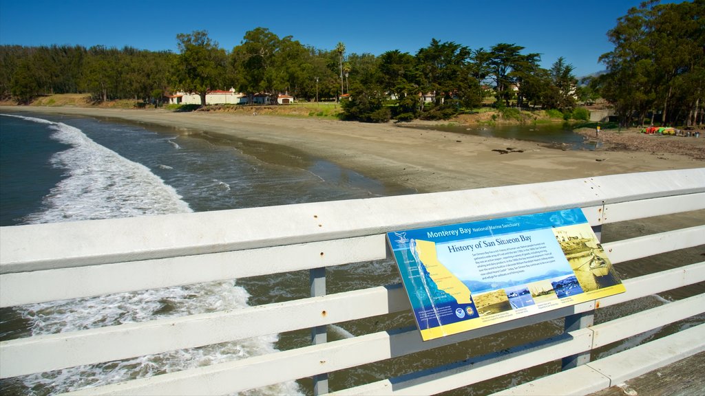 San Simeon Pier featuring a beach and views