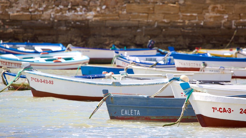 Playa de la Caleta ofreciendo vistas generales de la costa y paseos en lancha