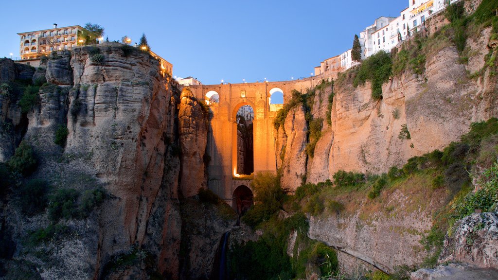 Puente Nuevo featuring a bridge and a gorge or canyon