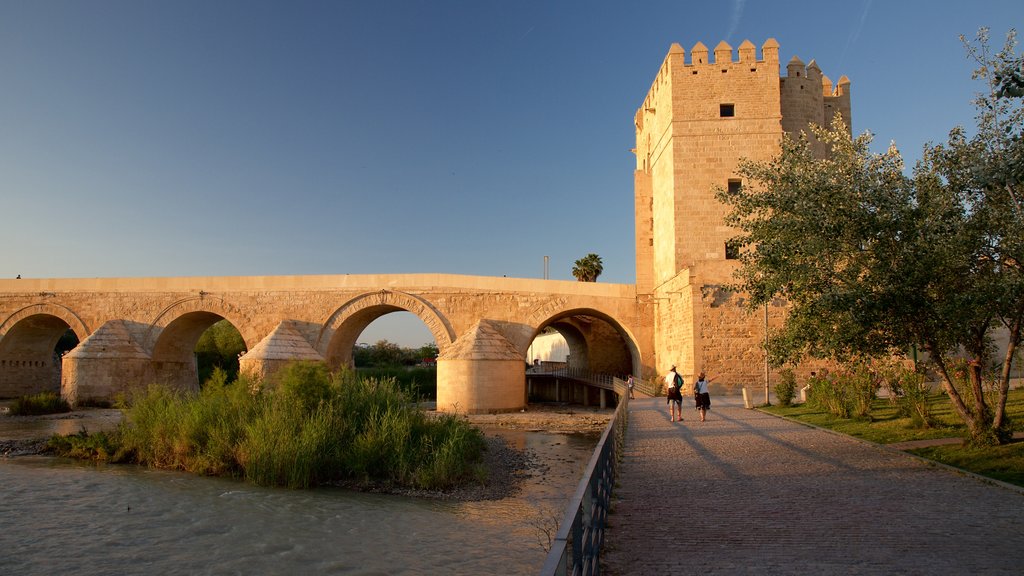 Calahorra Tower featuring a bridge, a river or creek and a castle