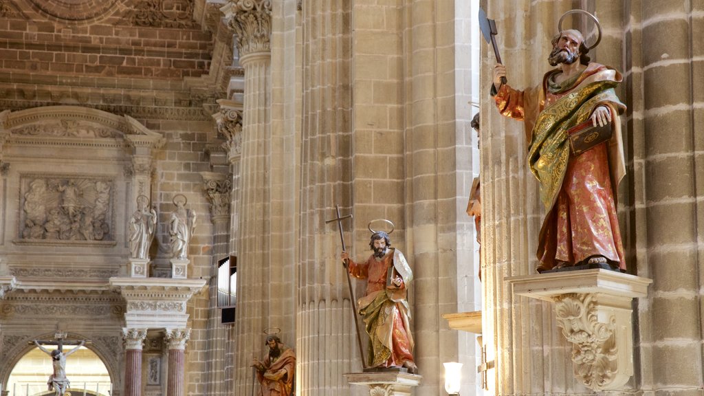 Jerez Cathedral featuring religious elements, a church or cathedral and interior views