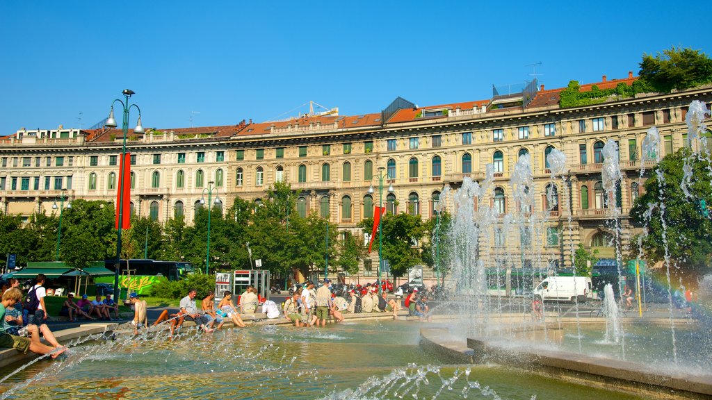 Castello Sforzesco showing heritage architecture, a fountain and a castle