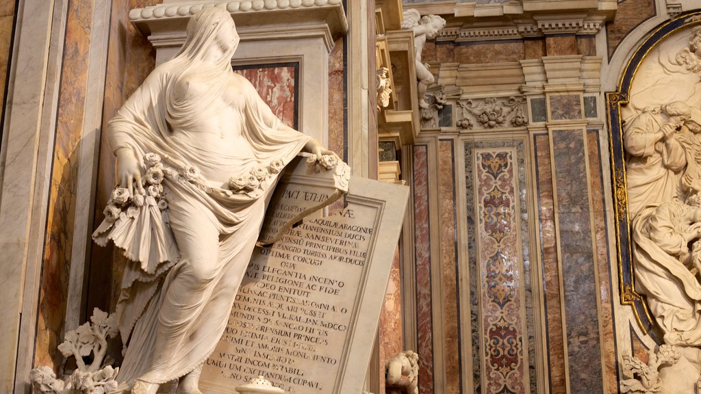 Sansevero Chapel showing interior views, a statue or sculpture and chateau or palace