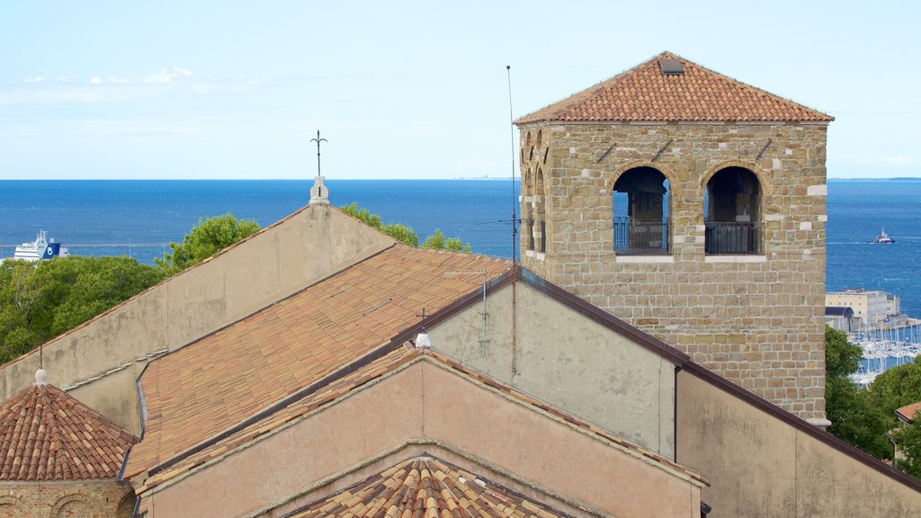 Cathedral of San Giusto featuring general coastal views and a church or cathedral