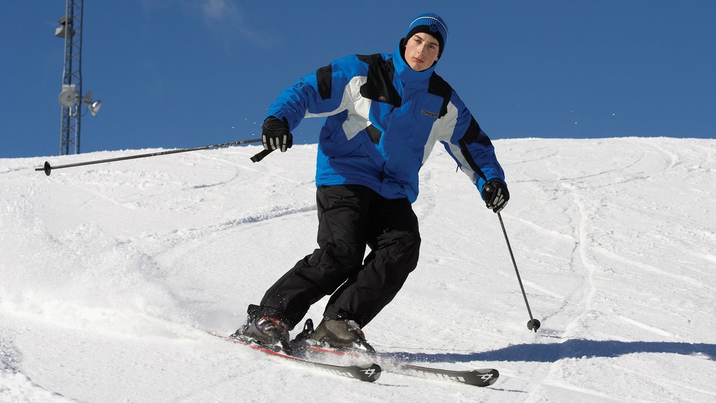 Grayling showing snow and snow skiing as well as an individual male