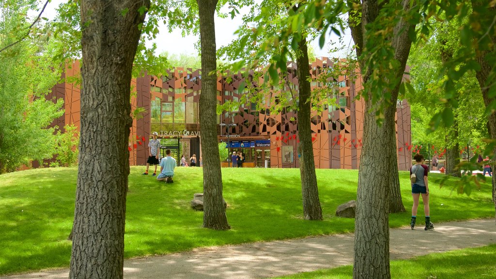 Liberty Park showing modern architecture and a park