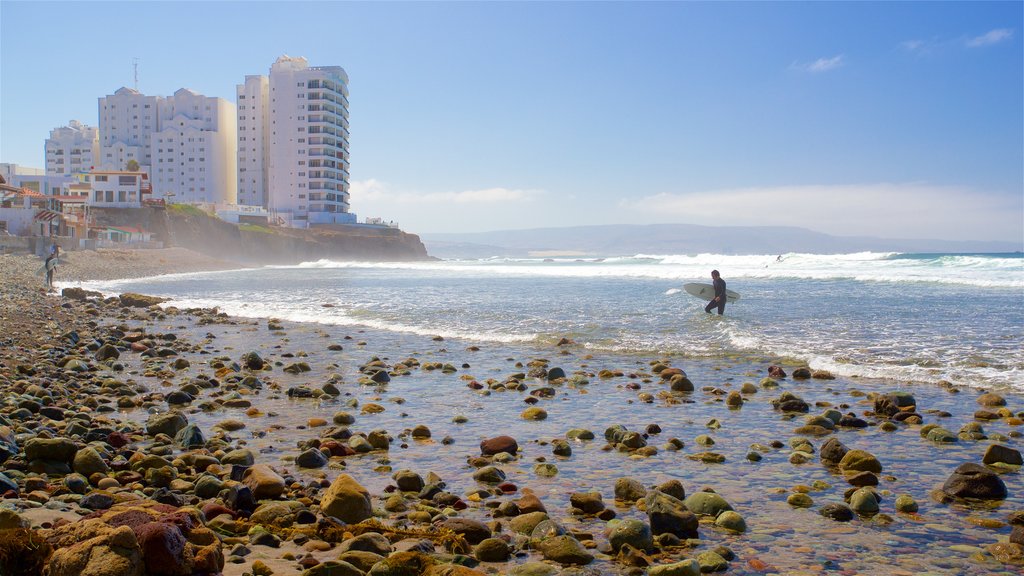 Tijuana ofreciendo olas, una playa de guijarros y vistas generales de la costa