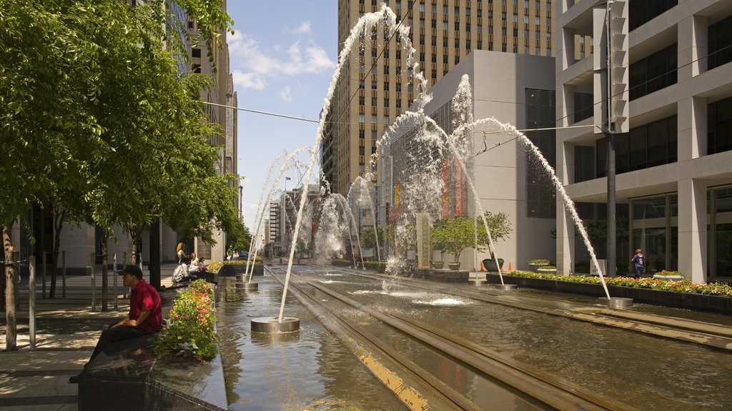 Houston que incluye una fuente y una ciudad