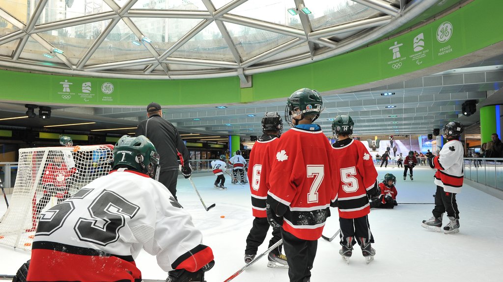 Robson Street featuring a sporting event and interior views