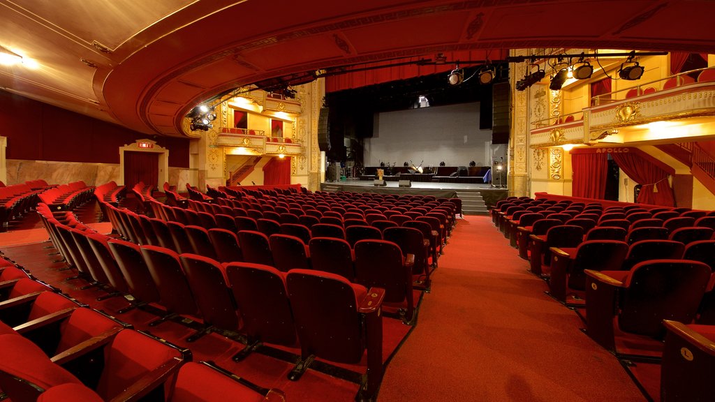 Apollo Theater mostrando elementos de patrimônio, vistas internas e cenas de teatro