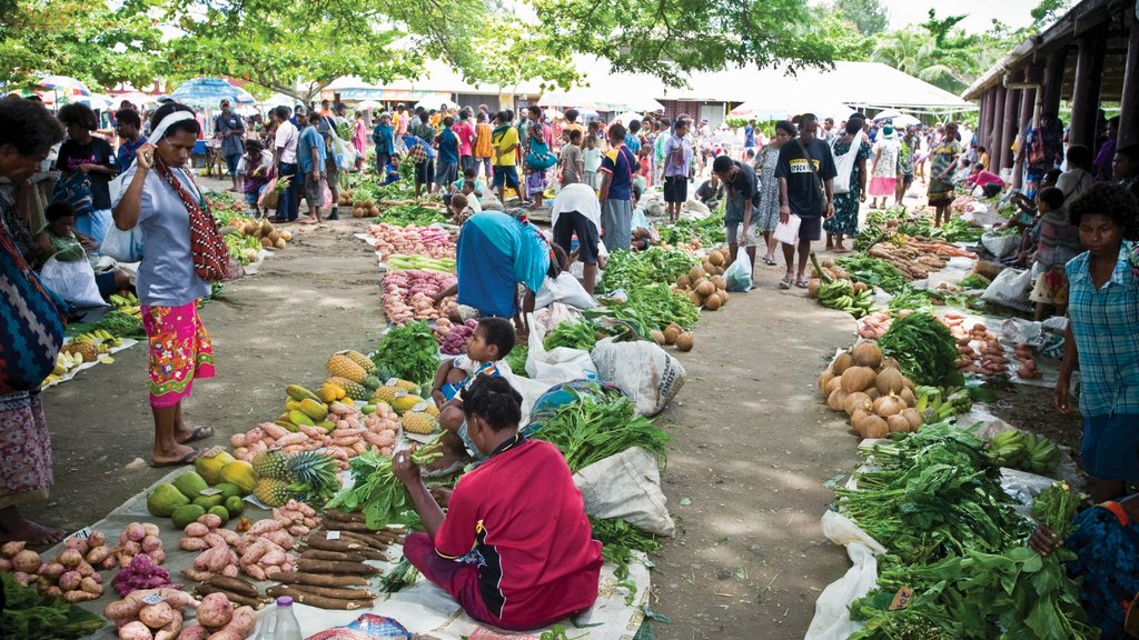 Madang which includes markets as well as a large group of people