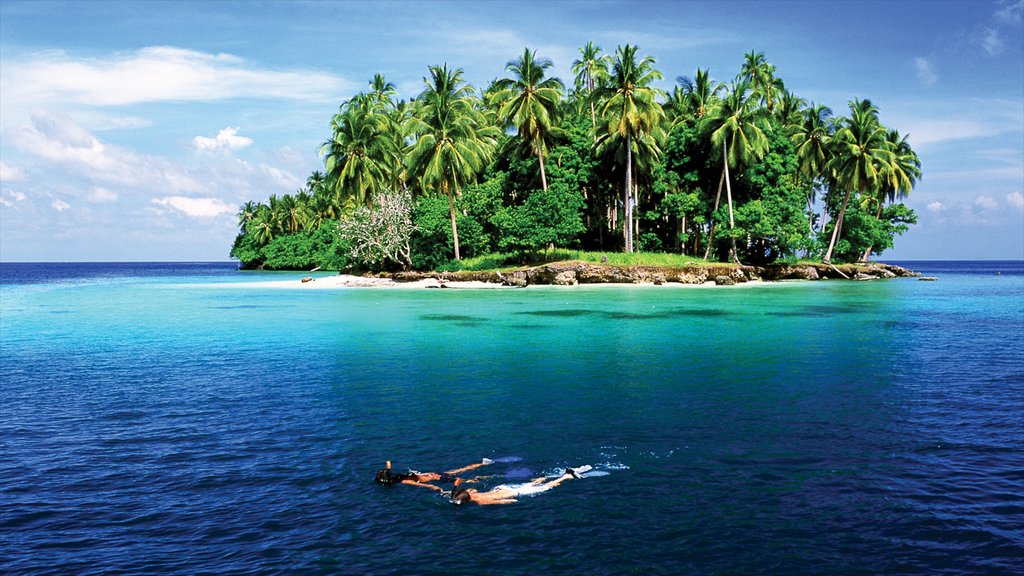 Madang mostrando snorkeling, vistas generales de la costa y imágenes de una isla