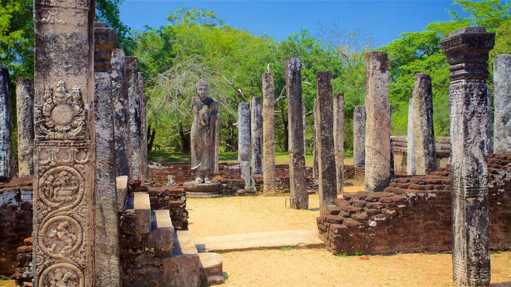 Polonnaruwa which includes a cemetery and heritage elements