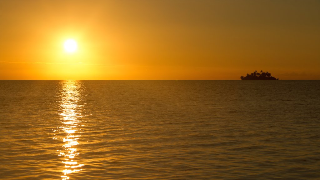 Tonga showing a sunset and general coastal views