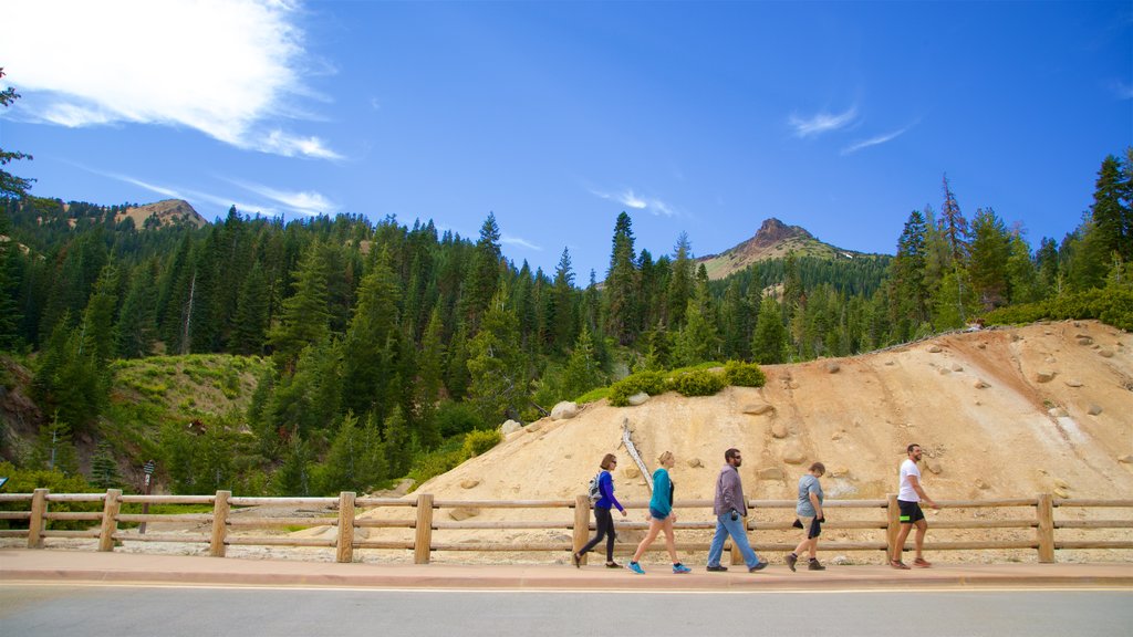 Sulphur Works showing tranquil scenes and hiking or walking as well as a small group of people