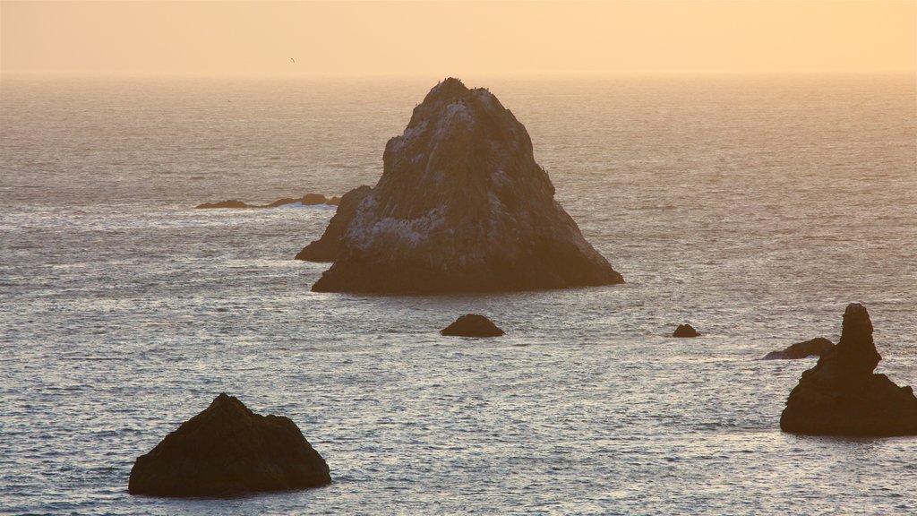 Sonoma County which includes general coastal views and a sunset