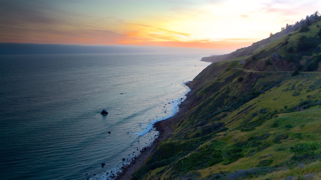 Sonoma County which includes general coastal views and a sunset