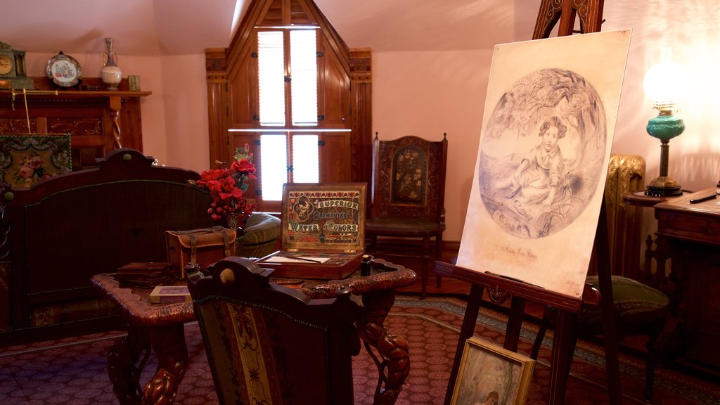 Craigdarroch Castle featuring heritage elements, interior views and art