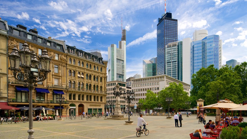 Frankfurt showing a square or plaza, a high-rise building and heritage elements