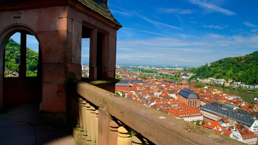 Castelo de Heidelberg mostrando uma cidade, elementos de patrimônio e paisagens