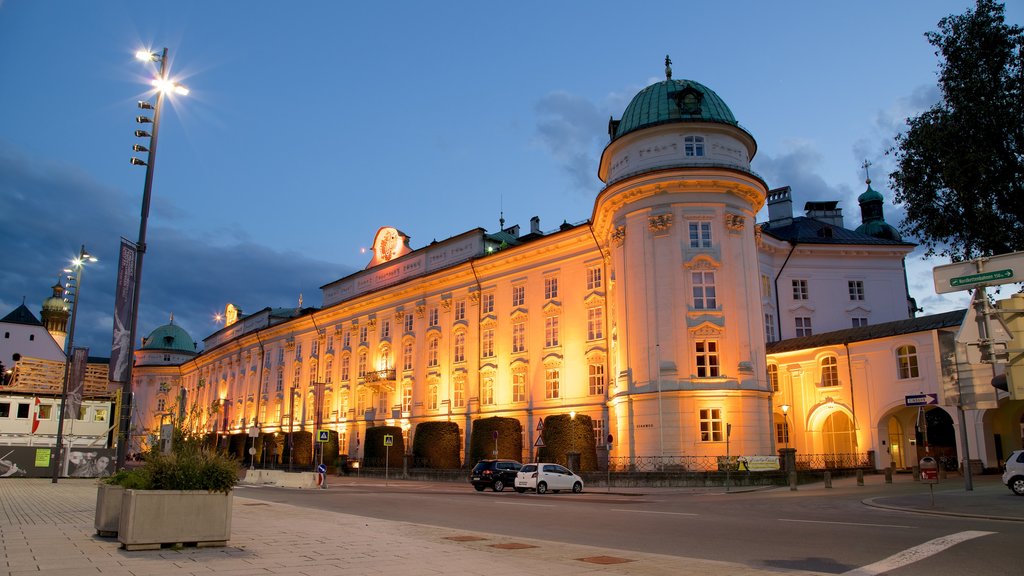 Imperial Palace showing night scenes and heritage architecture