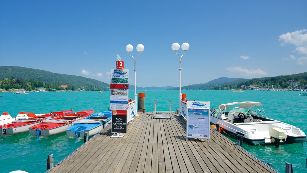 Velden am Woerthersee showing a bay or harbour