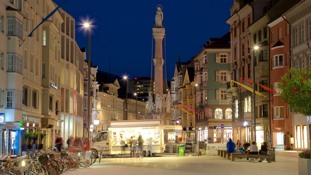 St. Anne’s Column showing heritage elements and night scenes