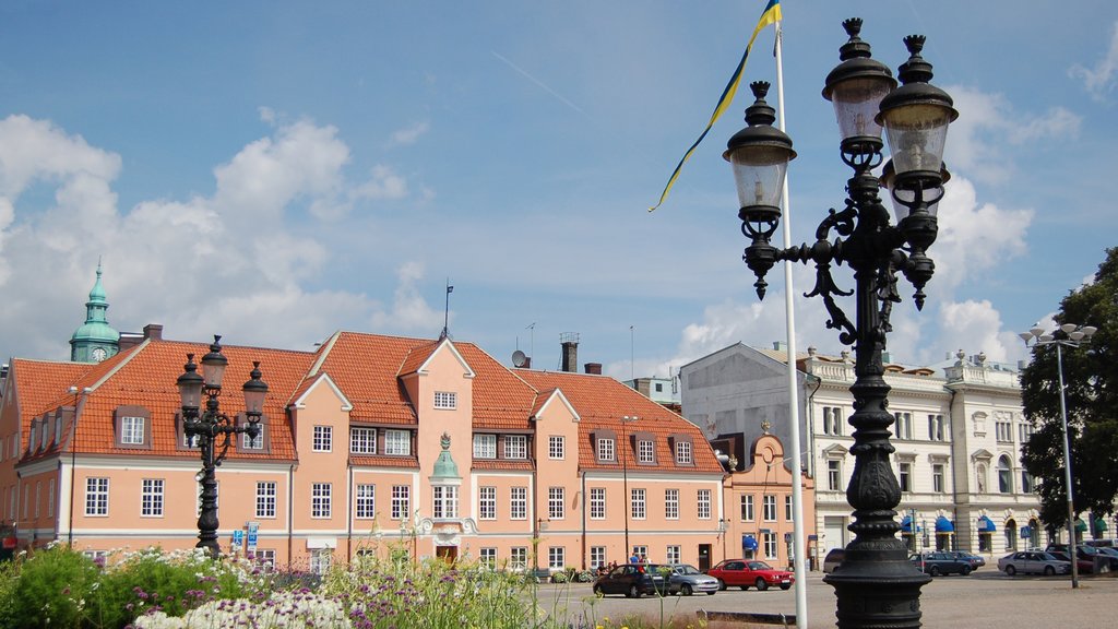 Karlskrona which includes street scenes