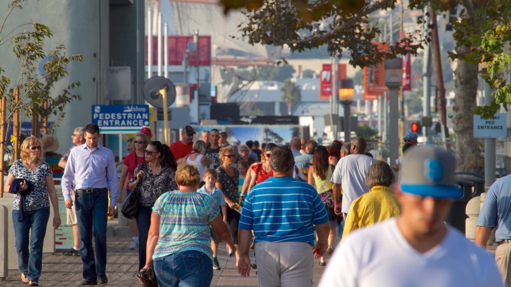 Navy Pier which includes a city and street scenes as well as a large group of people