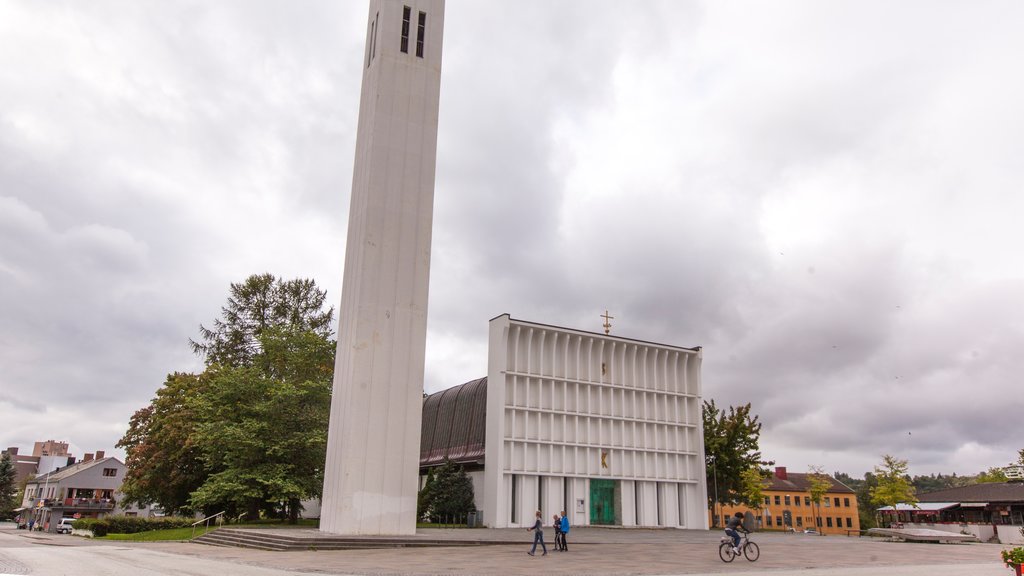 Steinkjer featuring a square or plaza and a church or cathedral