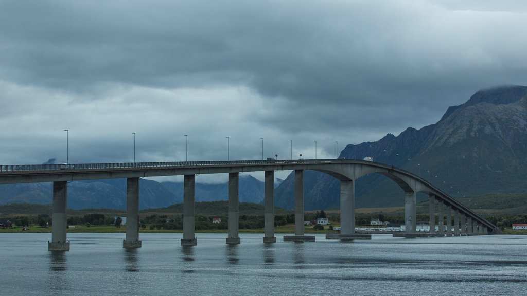 Sortland which includes a river or creek and a bridge