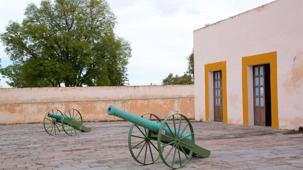 Fort Loreto showing heritage elements and military items