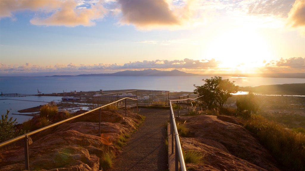 Castle Hill which includes a sunset, general coastal views and views