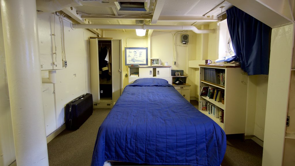 USS Wisconsin BB-64 showing military items and interior views