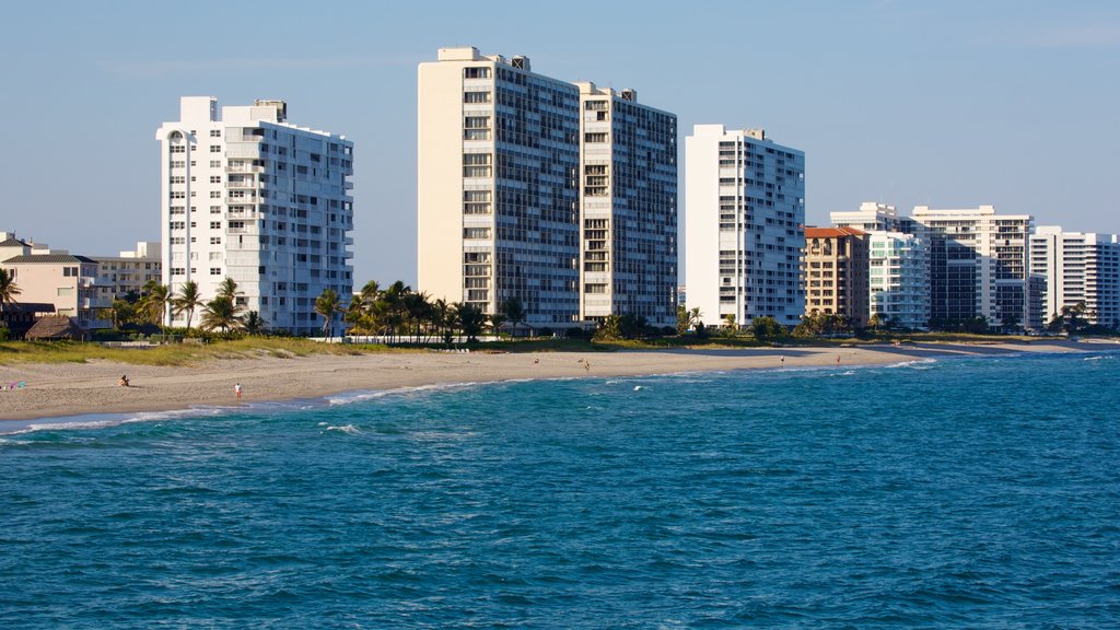 Muelle de Deerfield Beach mostrando vista panorámica, una playa y vista general a la costa