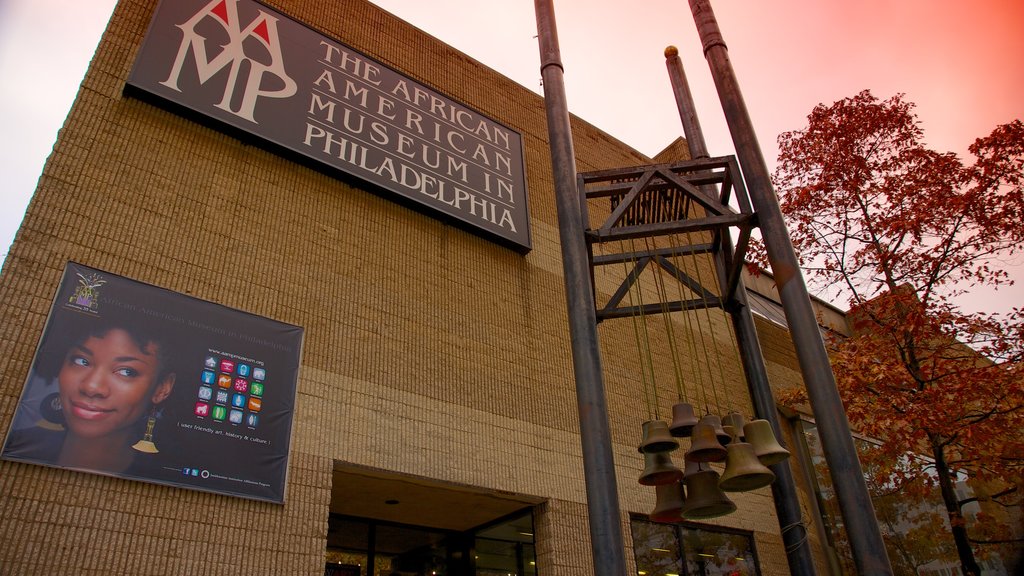 African American Museum featuring signage and a city