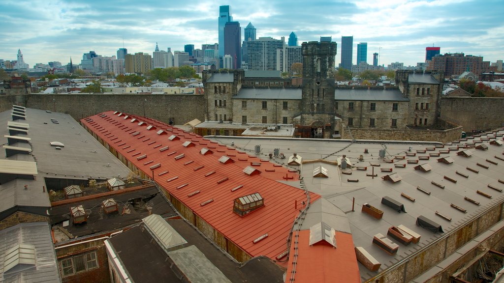 Eastern State Penitentiary featuring a city