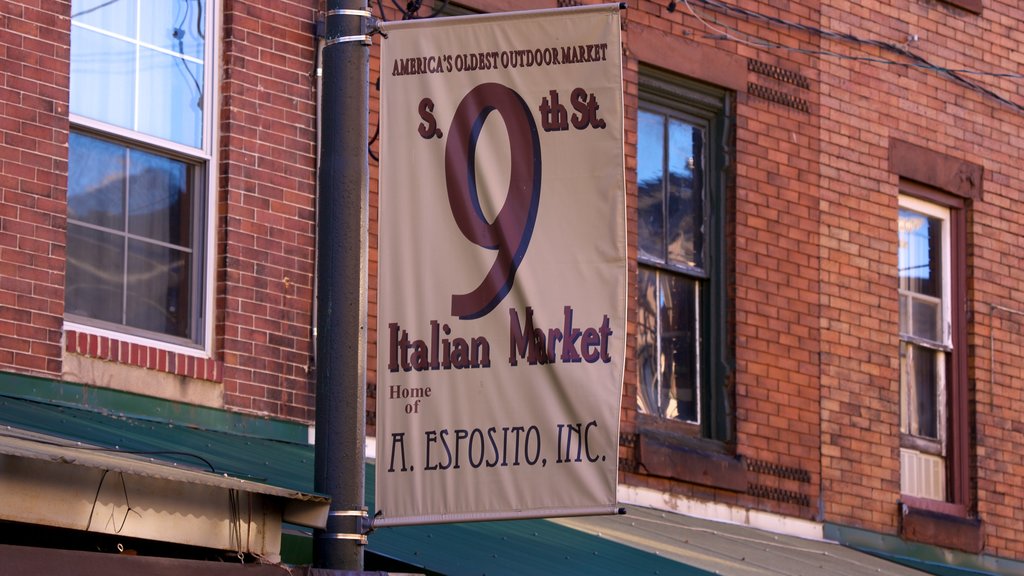 Italian Market showing a city, markets and signage