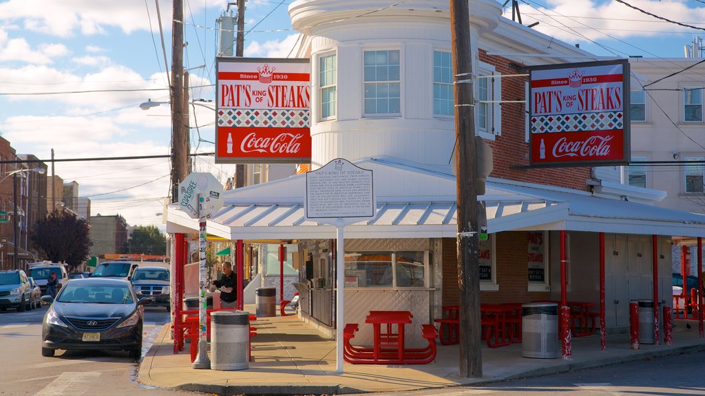 Italian Market showing café scenes, street scenes and signage