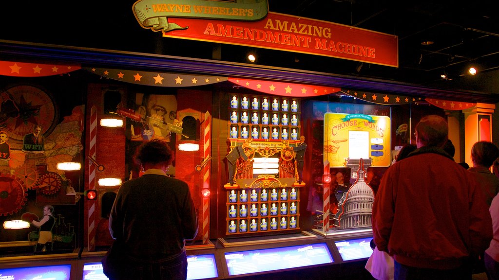 National Constitution Center showing night scenes and interior views