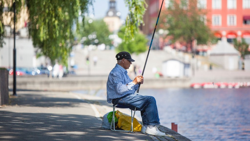 Södertälje som visar fiske såväl som en man