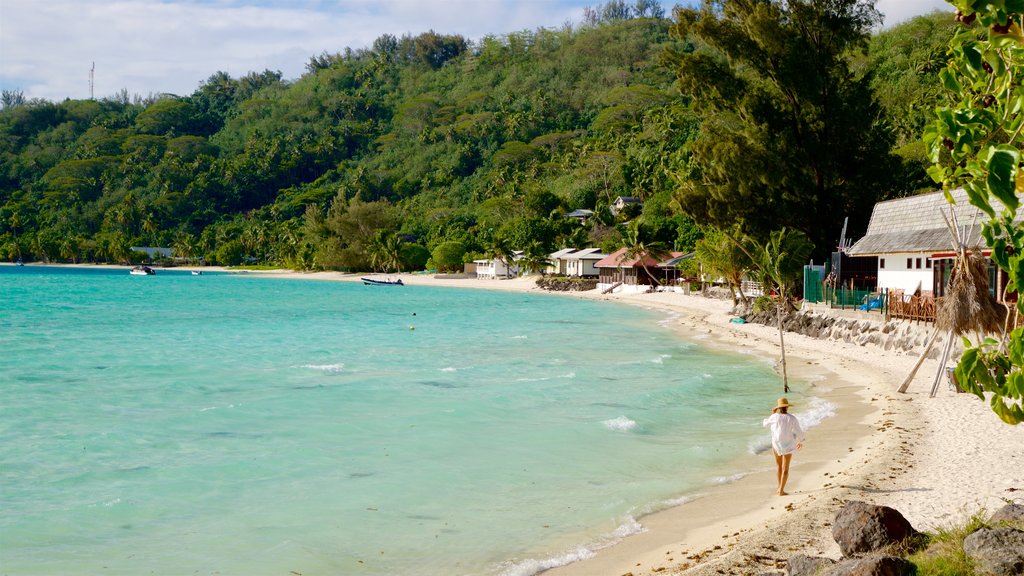 Matira Beach which includes a sandy beach, general coastal views and tropical scenes