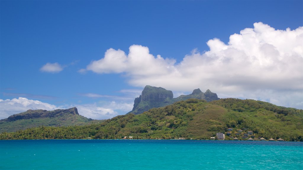 Mt. Otemanu which includes tranquil scenes, general coastal views and mountains