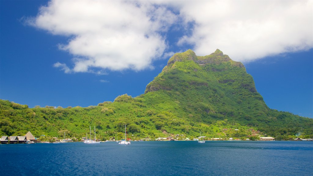 Mt. Otemanu featuring a bay or harbour, general coastal views and mountains