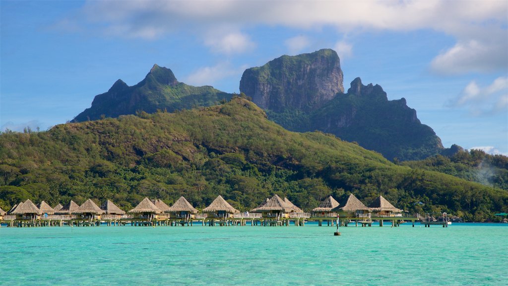 Mt. Otemanu featuring tropical scenes, mountains and general coastal views